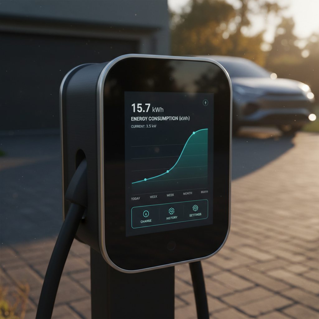 Close-up van laadpaal - detail van de apparatuur in de zomer